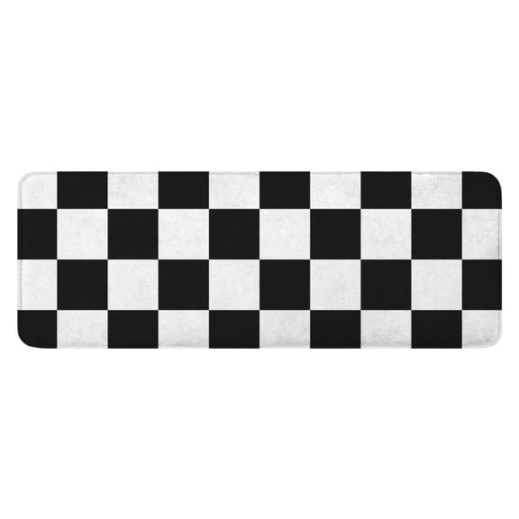 Black and White Checkered Pattern Kitchen Rug Mat,Kitchen Runner Rugs Non Skid Washable,Decorative Kitchen Floor Mats for Kitchen,Sink,Laundry,17"x47.2"