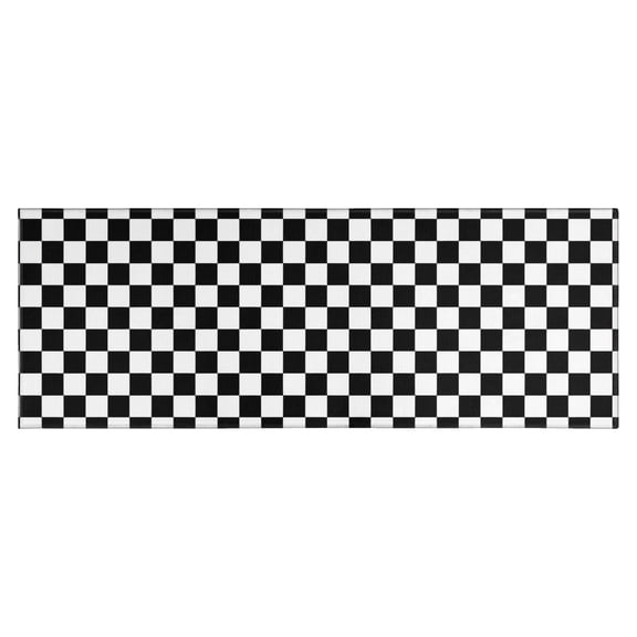 Black White Checkered Pattern Kitchen Rug Mat,Kitchen Runner Rugs Non Skid Washable,Decorative Kitchen Floor Mats for Kitchen,Sink,Laundry,17"X47"