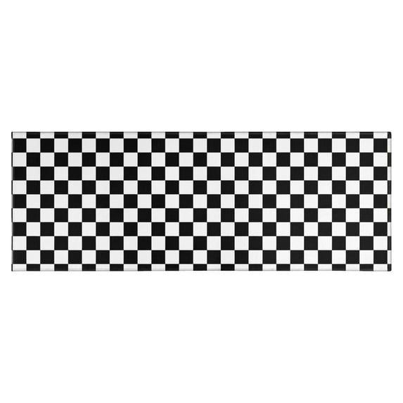 Black White Checkered Pattern Kitchen Rug Mat,Kitchen Runner Rugs Non Skid Washable,Decorative Kitchen Floor Mats for Kitchen,Sink,Laundry,17"X47"