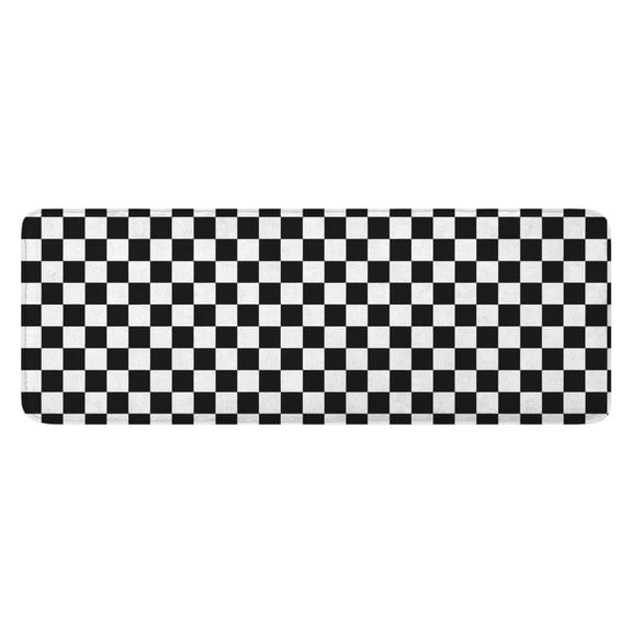 Black White Checkered Pattern Kitchen Rug Mat,Kitchen Runner Rugs Non Skid Washable,Decorative Kitchen Floor Mats for Kitchen,Sink,Laundry,17"x47.2"