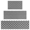 thumbnail image 1 of Black and White Checkered Pattern Kitchen Rugs Sets Of 3,Kitchen Runner Rugs Non Skid Washable,Decorative Kitchen Floor Mats for Kitchen,Sink,Laundry,17"x30"+ 17"x47" + 17"x59", 1 of 6