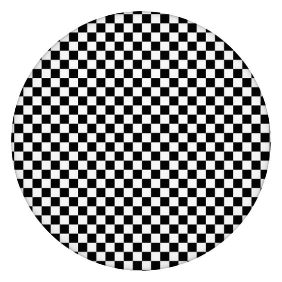 Black and White Checkered Pattern Round Fitted Tablecloth with Elastic Edge,Dining Table Cover Waterproof,Outdoor Round Tablecloth for Camping,Dining,Indoor and Outdoor