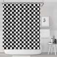 thumbnail image 1 of Black White Checkered Pattern Shower Curtain 84"x72" ,Bathroom Decorative Shower Curtains Set with 12 Hooks,Modern Waterproof Washable Shower Curtain, 1 of 6