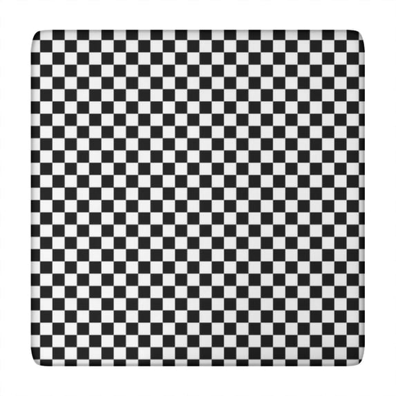 Black and White Checkered Pattern Square Fitted Tablecloth with Elastic Edge,Square Table Cover,Washable Elastic Table Cover for Home Kitchen Party Decor 34"x34"