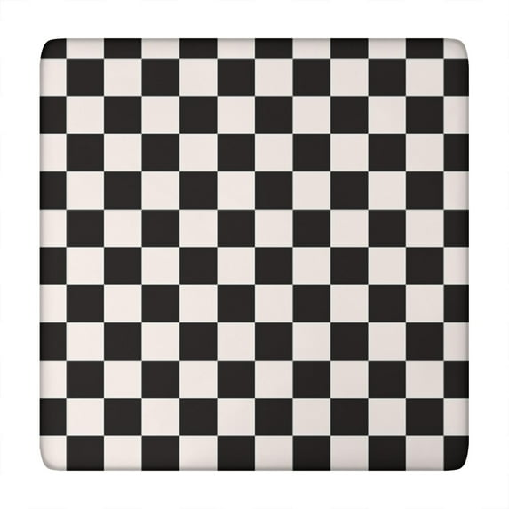 Black and White Checkered Pattern Square Fitted Tablecloth with Elastic Edge,Square Table Cover,Washable Elastic Table Cover for Home Kitchen Party Decor 34"x34"