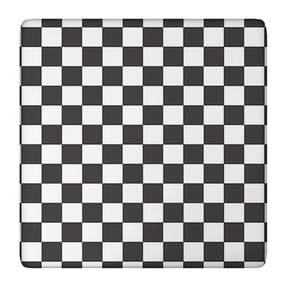 Black and White Checkered Pattern Square Fitted Tablecloth with Elastic Edge,Square Table Cover,Washable Elastic Table Cover for Home Kitchen Party Decor 36"x36"