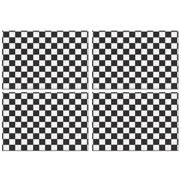 Black and White Checkered Pattern Summer Placemats Table Placemats Set Of 4-Linen Kitchen Washable Placemats Table Mats 11.8"x17.7" Non-Slip Heat Resistant
