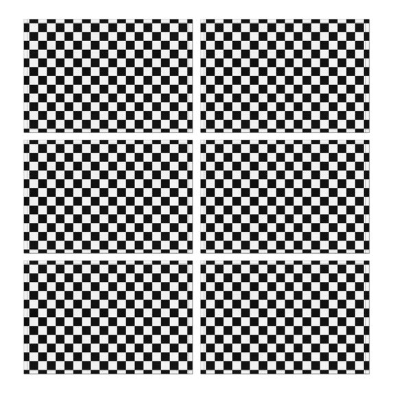 Black and White Checkered Pattern Summer Placemats Table Placemats Set Of 6-Linen Kitchen Washable Placemats Table Mats 11.8"x17.7" Non-Slip Heat Resistant