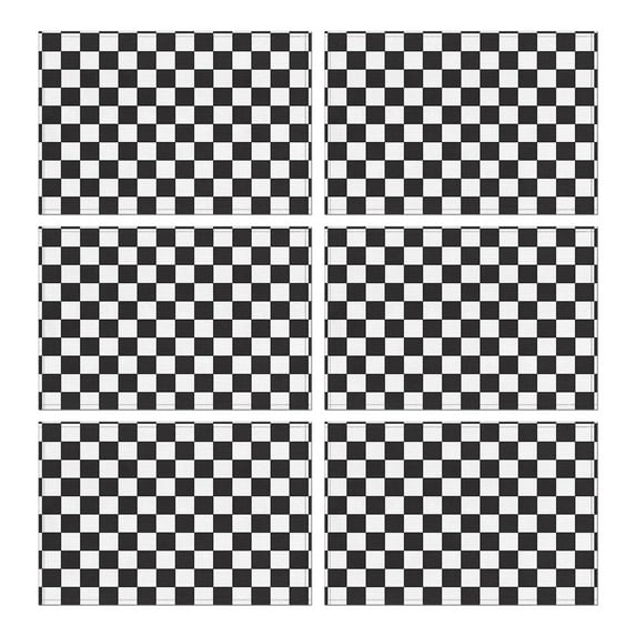 Black and White Checkered Pattern Summer Placemats Table Placemats Set Of 6-Linen Kitchen Washable Placemats Table Mats 11.8"x17.7" Non-Slip Heat Resistant