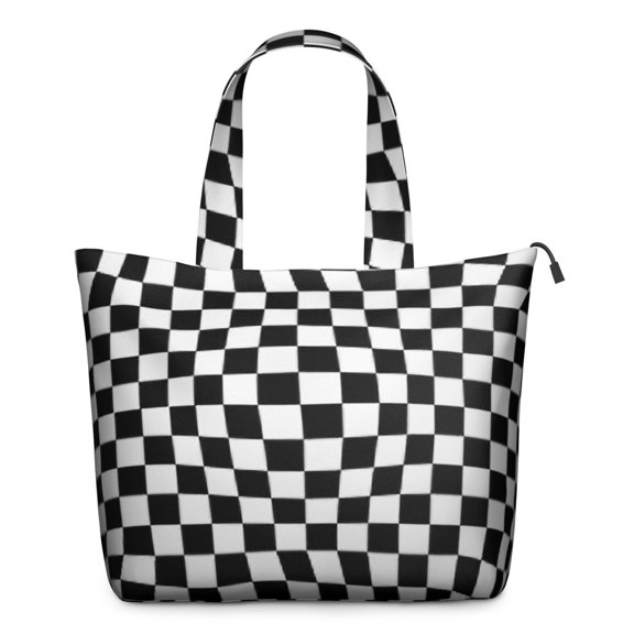 Black and White Checkered Pattern Travel Tote Bags for Women Carry On,Large Weekender Bags for Women Travel,Multi Functional Duffle Bag for Work,Shopping,Sports