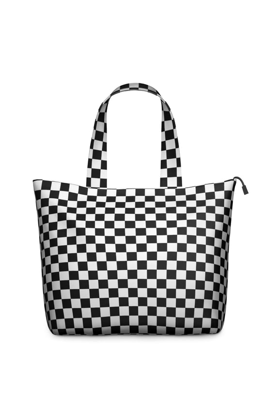 Black White Checkered Pattern Travel Tote Bags for Women Carry On,Large Weekender Bags for Women Travel,Multi Functional Duffle Bag for Work,Shopping,Sports