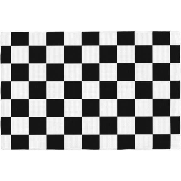 Black White Checkered Print Placemats Set of 6 Checkerboard Table Mats Table Tableware Place Mats with Non-Slip Heat-Resistant Washable for Dining Home Kitchen Party Indoor