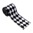 thumbnail image 1 of Black and White Checkered Ribbon with Wired Edge and Burlap Fabric, 1 Roll, Black and White Diamond Pattern, for Christmas Tree and Gift Wrapping Decoration, 1 of 4