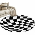 thumbnail image 1 of Black and White Checkered Round Area Rug 4 FT, Non Slip Indoor Outdoor Rug, Modern Irregular Geometric Washable Soft Circular Carpet Non-Shedding Floor Mat for Coffee Table Nursery Foyer Balcony, 1 of 9