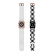 Black White Checkered Rubber Silicone Band For Apple Watch 1-9/SE/Ultra