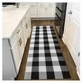 Black and White Checkered Runner Rug 2x6 ft Buffalo Plaid Check Kitchen