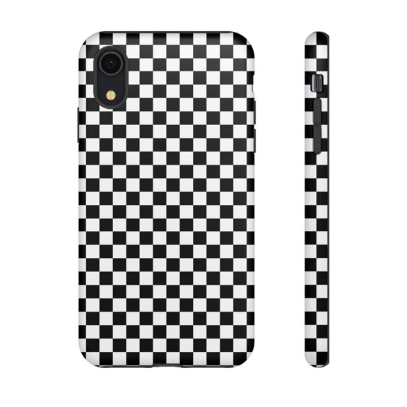 Black & White Checkered Shape Tough iPhone 15 Case-iPhone-iPhone Case