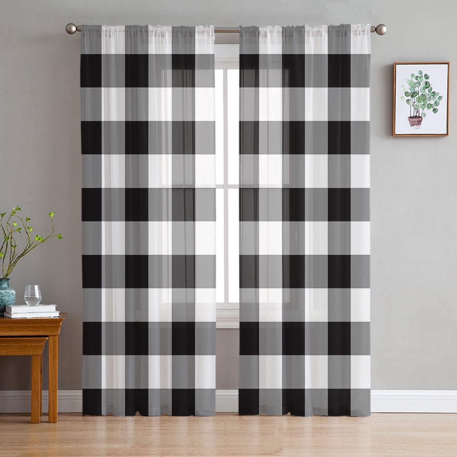 Black And White Check Curtainsnull