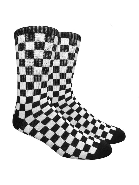 Black & White Checkered Socks (Adult Large - Men's Shoe Sizes 8-12)
