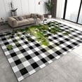 thumbnail image 1 of Black And White Checkered Stripes Area Rug, Vintage Vine Leaves Carpet For Bedroom, Machine Washable Lightweight Portable With Non-Slip Rug For Living Room Entrance 5 x 6ft, 1 of 6