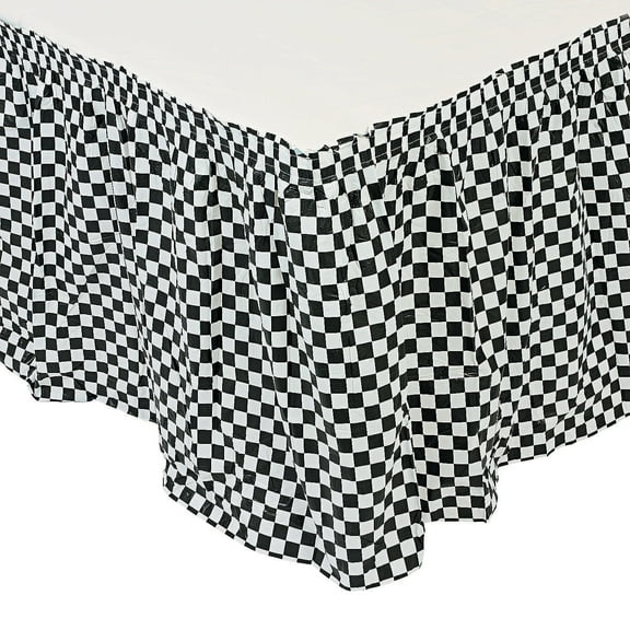 Fun Express Black and White Checkered Table Skirt - Durable Party Decor for Events Gatherings Receptions and Celebrations - Stylish Table Decoration for Weddings Birthdays Special Occasions - 1 Piece