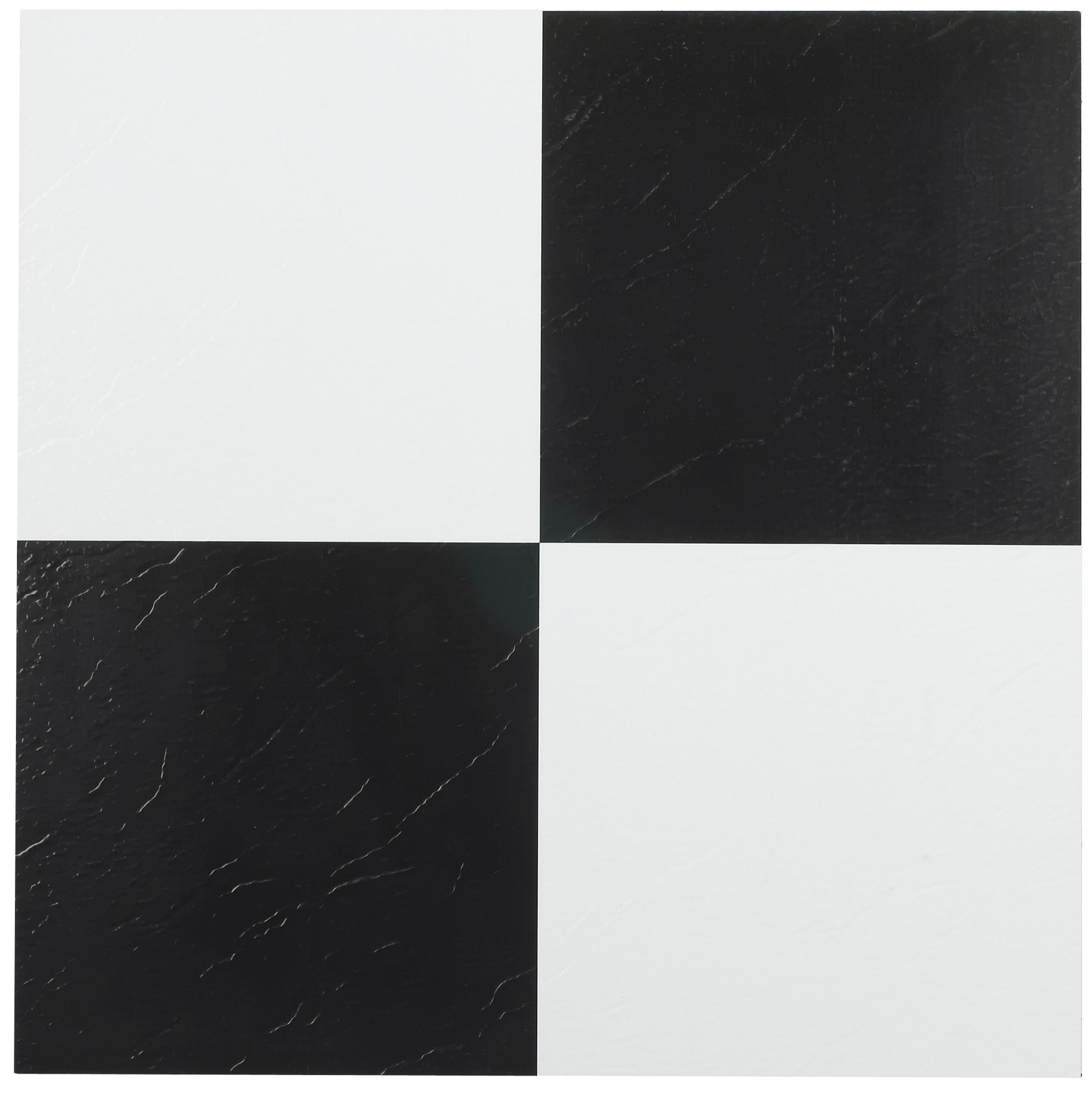 Black White Checkered Vinyl Floor Tiles 45 Pcs 12" x 12" Adhesive Flooring