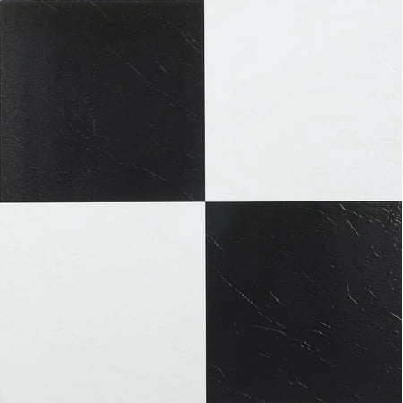 Black & White Checkered Vinyl Floor Tiles Adhesive Stick and Peel 12'' x 12'' 1-Pack (20 Pieces)