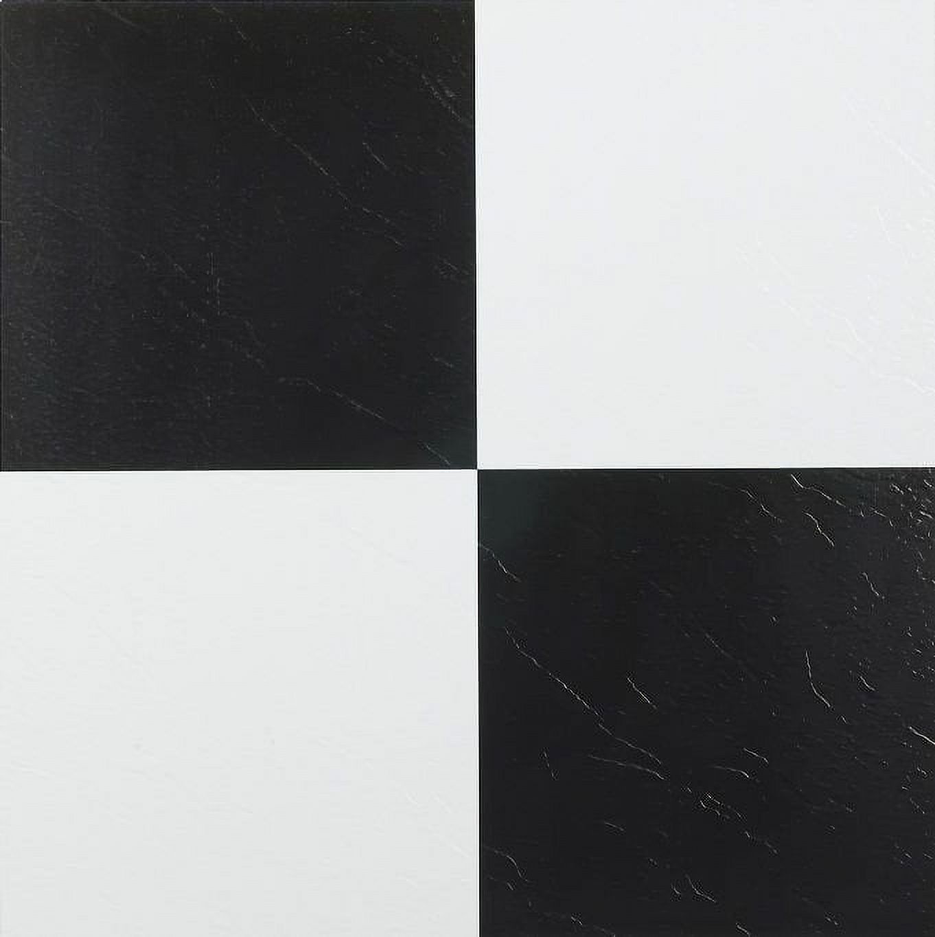 Black & White Checkered Vinyl Floor Tiles Adhesive Stick and Peel 12'' x 12'' 1-Pack (20 Pieces) - image 1 of 2