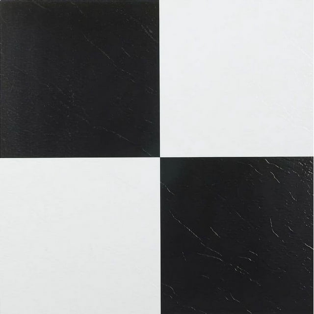 Black & White Checkered Vinyl Floor Tiles Adhesive Stick and Peel 12'' x 12'' 1-Pack (20 Pieces)