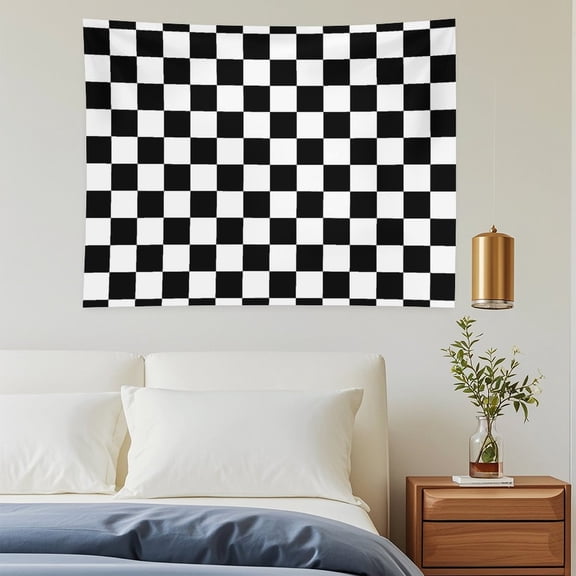 Black White Checkered Wall Tapestry 30"x40" Lightweight, Wrinkle-Resistant Hanging Blanket for Bedroom Living Room Decor