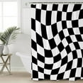 thumbnail image 1 of Black and White Checkered Waterproof Fabric Shower Curtain, Modern Irregular Geometric Shower Curtain for Bathroom Curtains Bathtubs Hotel Washable Shower Curtains with 12 Hooks Stall 54x78in, 1 of 6