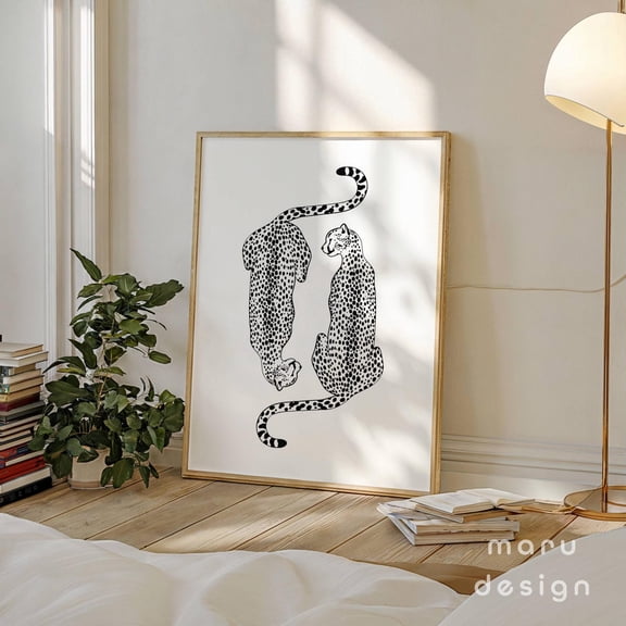 Black White Cheetah Wall Art, Retro Funky Print, Aesthetic Preppy Poster, Cute Apartment Decor, Girly College Dorm, Leopard Prints Wall Art, Modern Wall Decor, 8x12 UNFRAMED