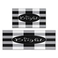 thumbnail image 1 of Black and White Chequered Text Rugs and Mats Non Skid Washable Absorbent Microfiber Soft Kitchen Mat for Floor Set Of 2 Decor Stain Resistant 17"x47"+17"x30", 1 of 7