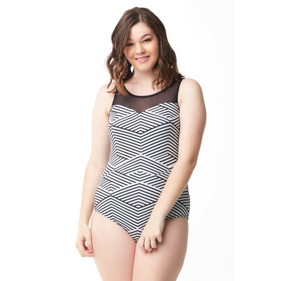 Black & White Chevron Bandeau One Piece by Sea & Sand Beachwear, 14