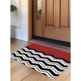 thumbnail image 1 of Black White Chevron Door Mat&nbsp;Indoor Outdoor Entrance, Non Slip Rug for Kitchen Bathroom Entryway Rug, Geometric Red Sea Wavy Striped Washable Doormat Floor Mat for Office Home Decor 24x36 Inch, 1 of 8