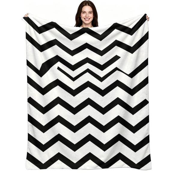 Black White Chevron Geometric Pattern, Soft Warm Flannel Fleece, Minimalist Modern Aesthetic, Throw Blanket, Cozy Warm, Home Decor, Couch Sofa Bed, All Gift