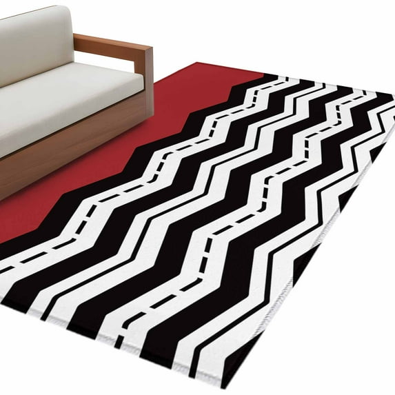 Black White Chevron Large Area Rugs for Bedroom Living Room, Soft Non ...