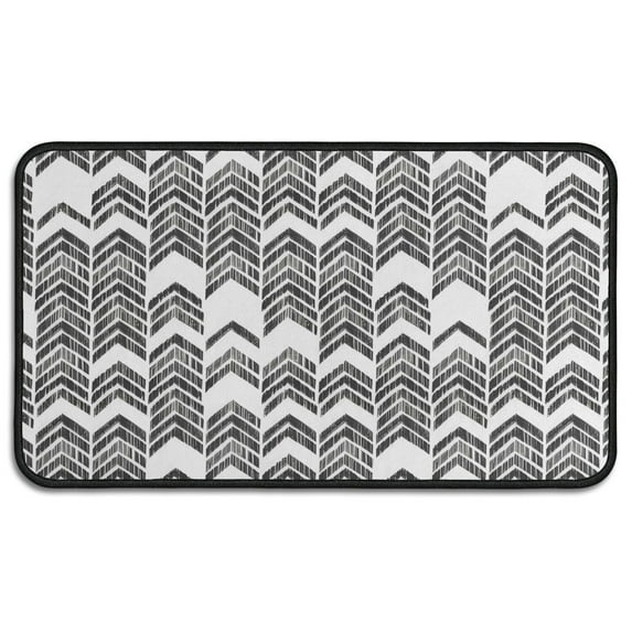 Black and White Chevron Pattern Door Rugs,Washable Non Slip Door Mats Indoor,Decorative Door Mats,Entry Mat Indoor for Entrance,Bedroom,Kitchen,Bathroom,30"x17"