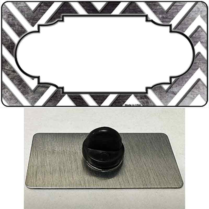 Black White Chevron Scallop Oil Rubbed Novelty Metal Hat Pin 1.5