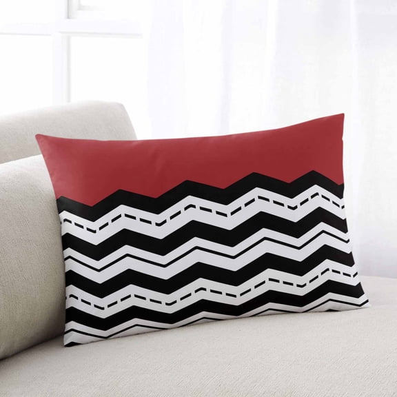 Black White Chevron Throw Pillow Covers, Geometric Red Sea Wavy Striped Soft Breathable Pillow Cases with Invisible Zipper for Sleeping, Queen Size Pillowcases for Couch Bed Sofa Chair 20x30 Inches