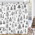 thumbnail image 1 of Black and White Christmas Shower Curtain for Bathroom, Winter Cute Xmas Tree Snowflake New Year Holiday Bathroom Curtain Decor, Polyester Waterproof Fabric Bath Curtains, 72x72 Inch, 1 of 6