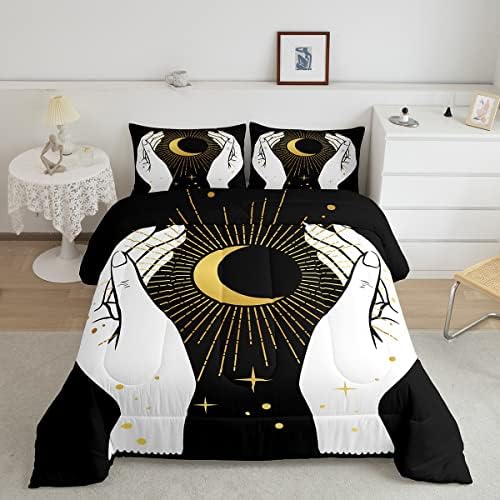 Black White Christmas Tree Comforter Set for Girls Boys Cartoon
