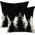 thumbnail image 1 of Black White Christmas Tree Pillow Covers 20x20 Inch Set of 2 Snow Winter Holiday Xmas Farmhouse Decoration Throw Pillow Cases for Sofa Couch, 1 of 6