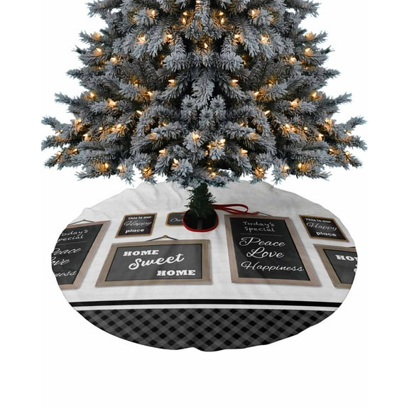 Black White Christmas Tree Skirt 36 Inches Large Christmas Skirt Tree, Modern Black Checkered Home Art Tree Skirt Christmas Decorations for Fireplace Party Holidays Indoor Outdoor