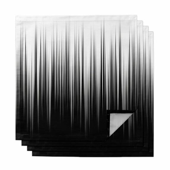 Black White Cloth Napkins, Modern Geometric Abstract Gradient Striped Washable and Reusable Dinner Napkins Set of 4, Table Napkin for Kitchen Party Birthday Wedding Hotel Housewarming 20"x20"