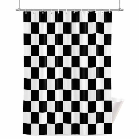 Black And White Color Blocks Shower Curtains for Bathroom, Plaid ...