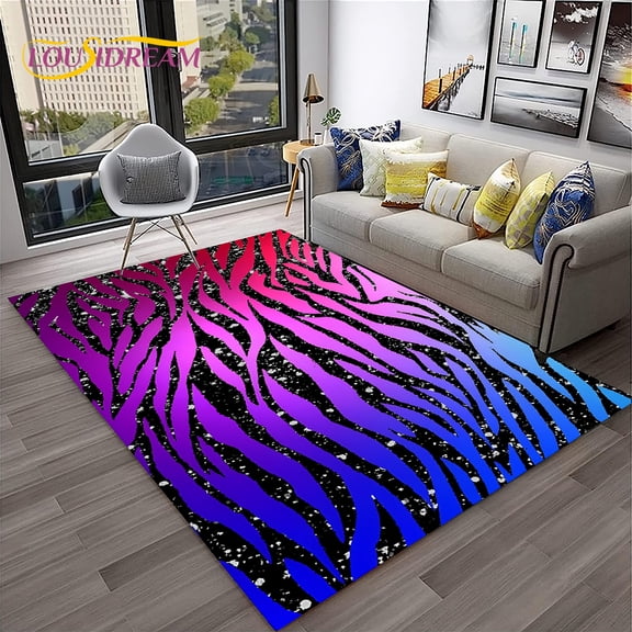 Black White Colorful Zebra Stripe Pattern Carpet Rug for Home Living Room Bedroom Sofa Doormat r Area Rug Non-slip Floor Mat