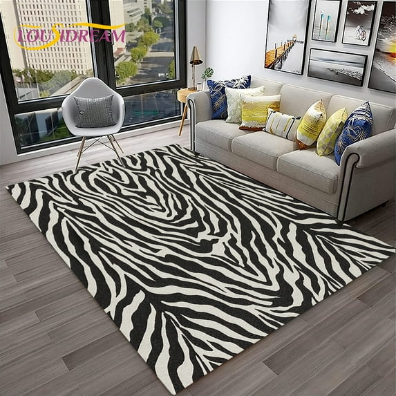 Black White Colorful Zebra Stripe Pattern Carpet Rug for Home Living Room Bedroom Sofa Doormat r Area Rug Non-slip Floor Mat