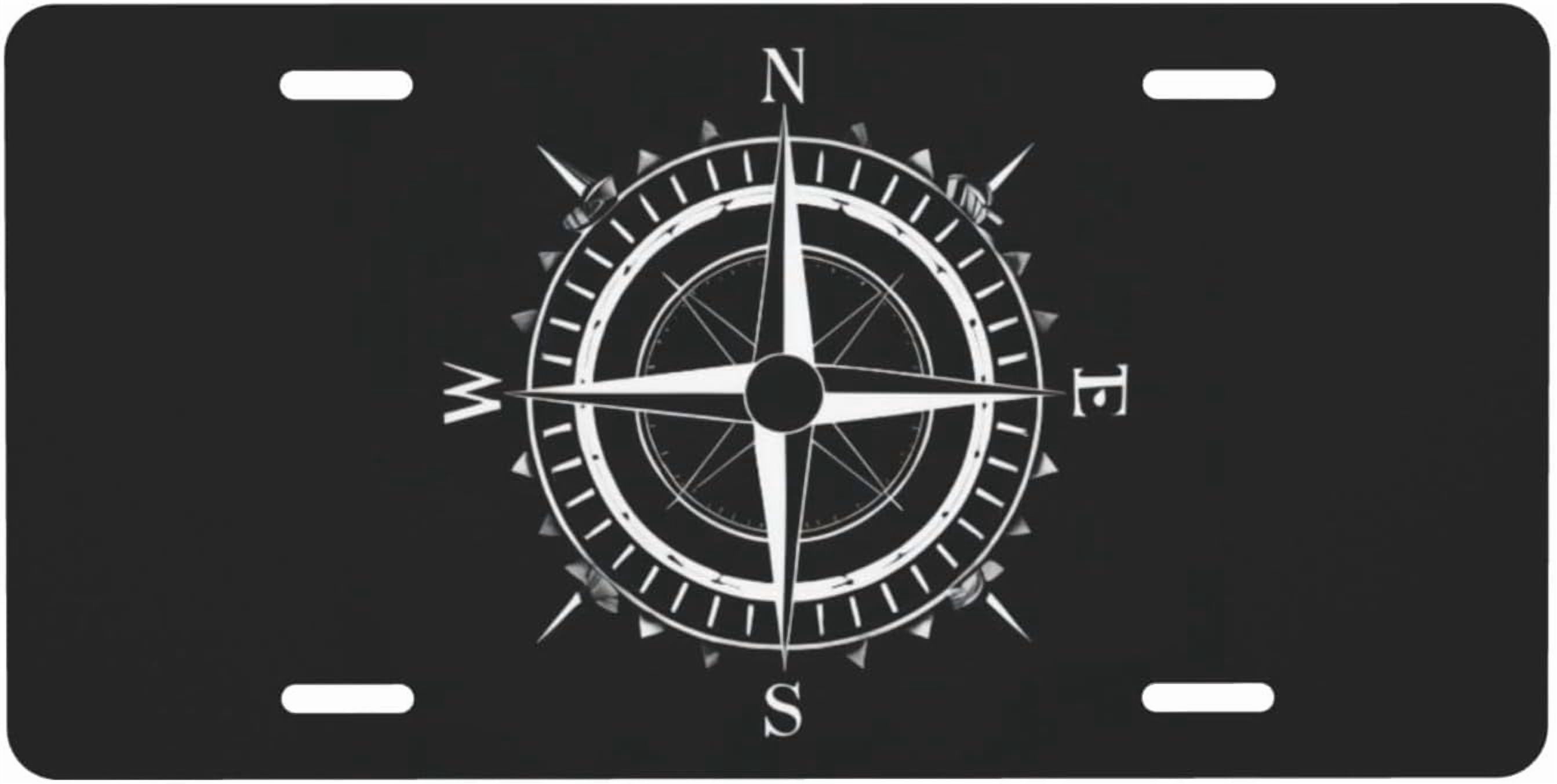Compass License Black White Compass License Plate, Decorative Car Front License Plate ...