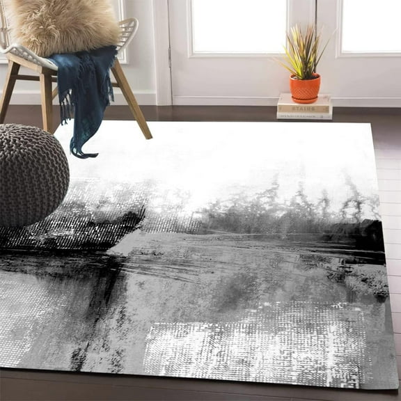Black and White Contemporary Abstract Pattern Area Rug for Living Room Dining Room Bedroom Home Office Soft Washable Wool Carpet Non Slip Kitchen Hallway Runner Rug 2'x3'